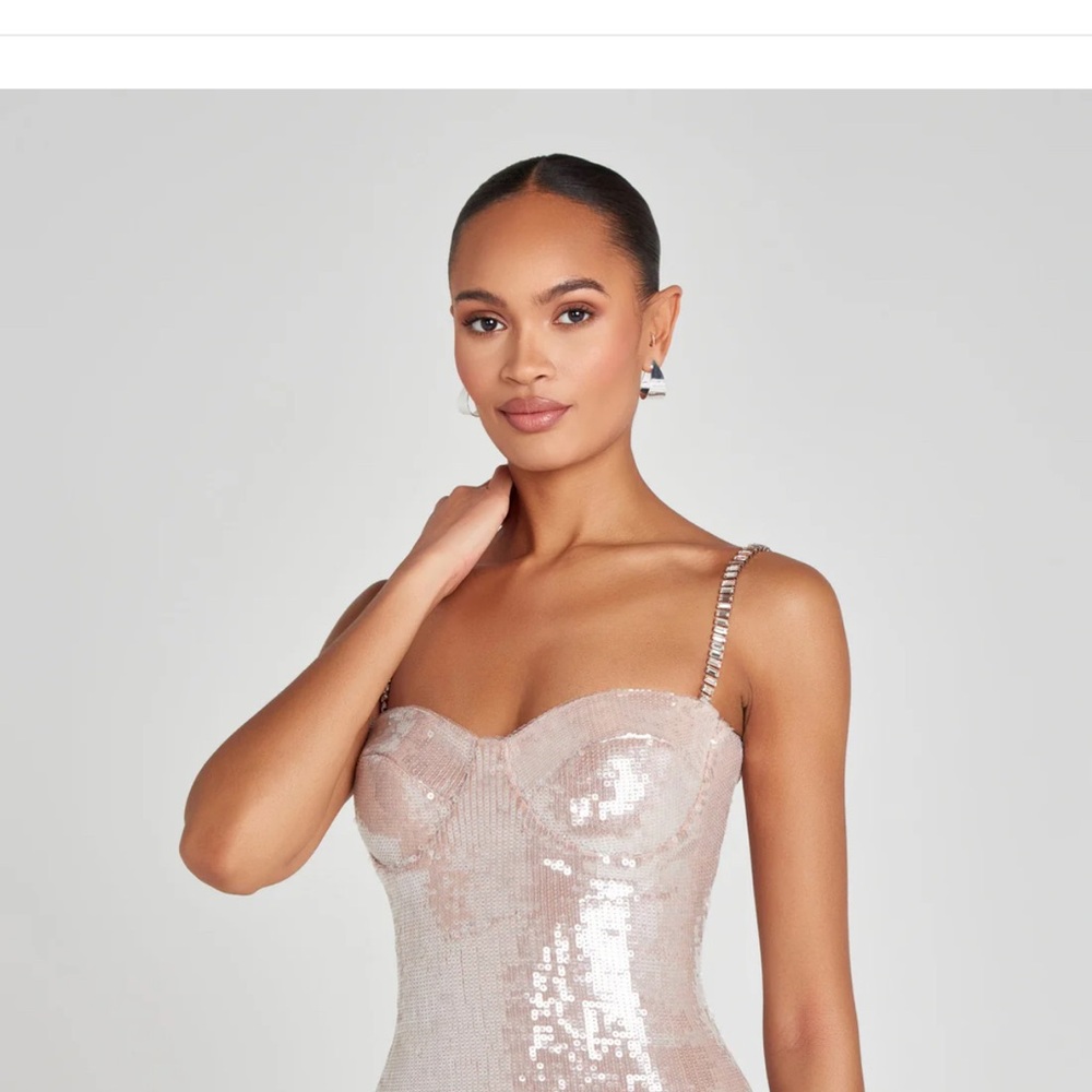 Nadine Merabi Dress
Sequin Embellished Pink Bustier Dress